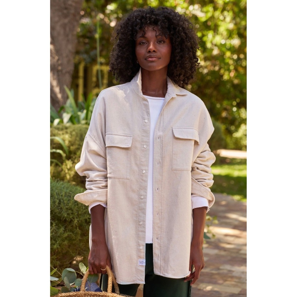 Frank & Eileen McLoughlins Denim Shirt Jacket Cream Oversized XS/S Shacket